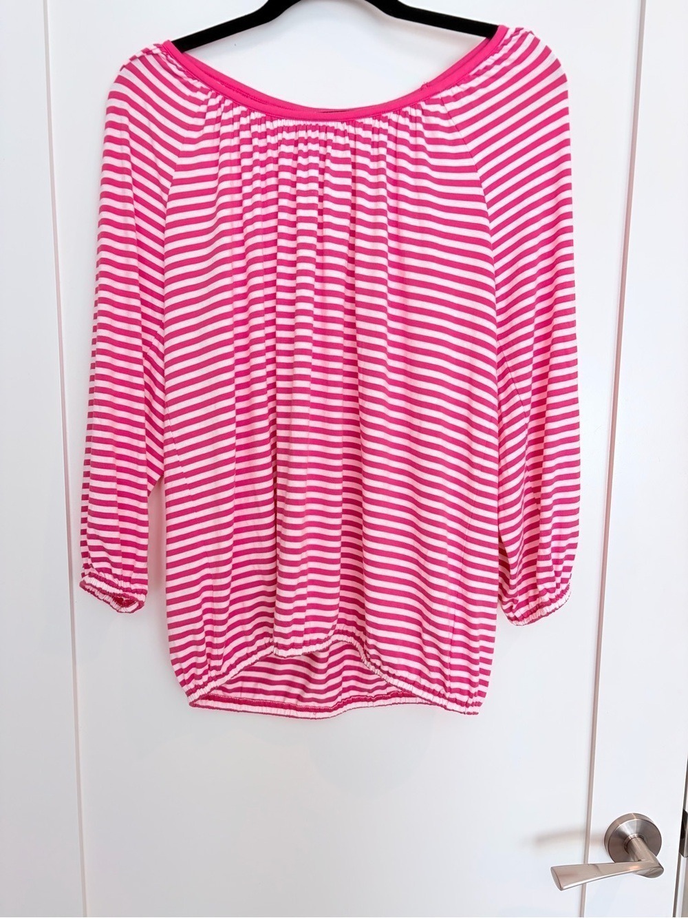 Michael Michael Kors Pink & White Striped Peasant Top – Size Medium